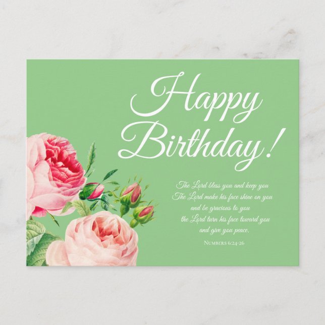 Floral Numbers 6:24-26 Birthday Postcard (Front)