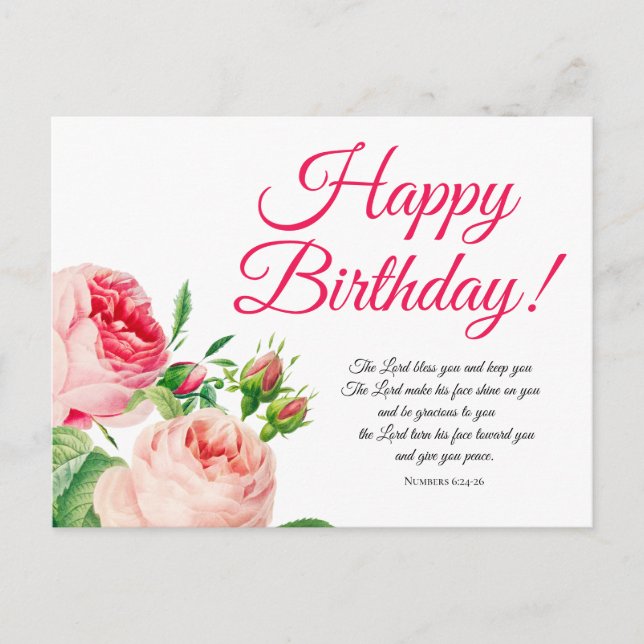 Floral Numbers 6:24-26 Birthday Postcard (Front)