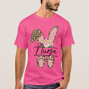 Floral Nurse Bunny , Novelty Nurse Easter Bunny T-Shirt