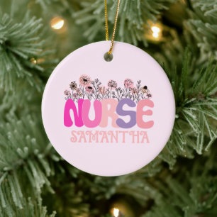 Floral Nurse Ceramic Tree Decoration