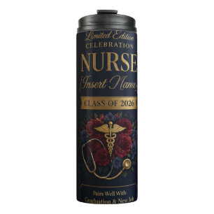 Floral Nurse Graduation Wine Label RN Class of 2 Thermal Tumbler