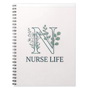 Floral Nurse Life Monogram N Notebook