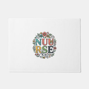 Floral Nurse Shirt Design Vintage Medical Art_1 Doormat