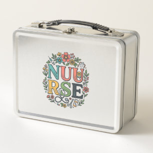 Floral Nurse Shirt Design Vintage Medical Art_1 Metal Lunch Box