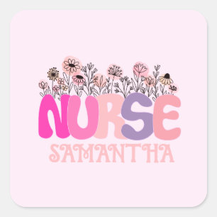 Floral Nurse Square Sticker