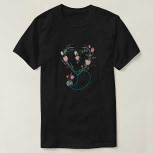 Floral Nurse Stethoscope T-Shirt – Soft Pastel