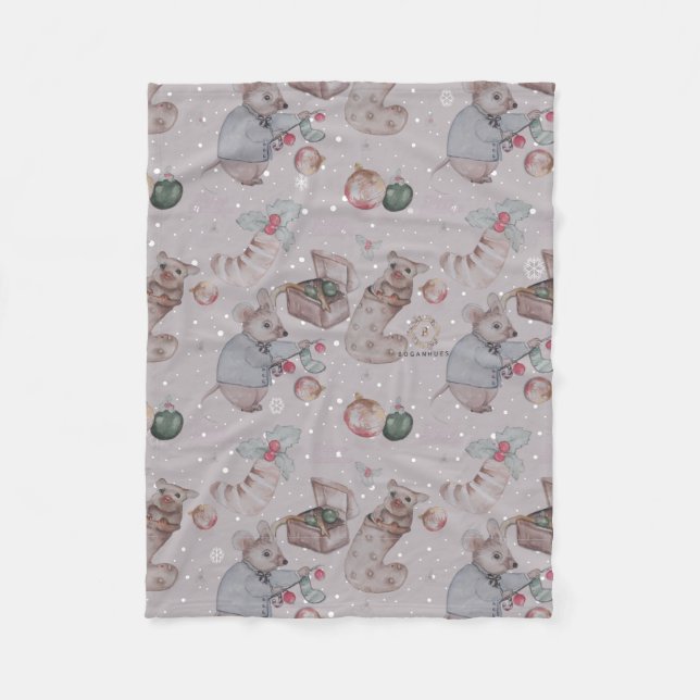 Floral Nursery Holiday print baby blanket (Front)