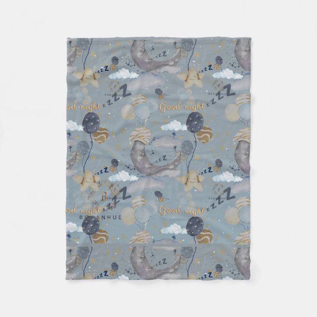 Floral Nursery Print Fleece Baby Blanket (Front)