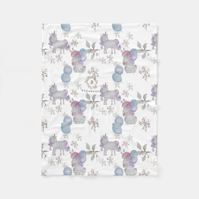 Floral Nursery Whimsical print baby blanket (Front)