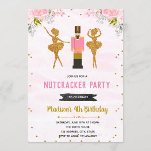 Floral nutcracker birthday invitation