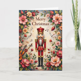 Floral Nutcracker & Music Christmas Card