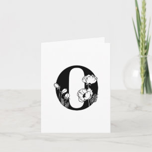 Floral O Monogram On White Note Card
