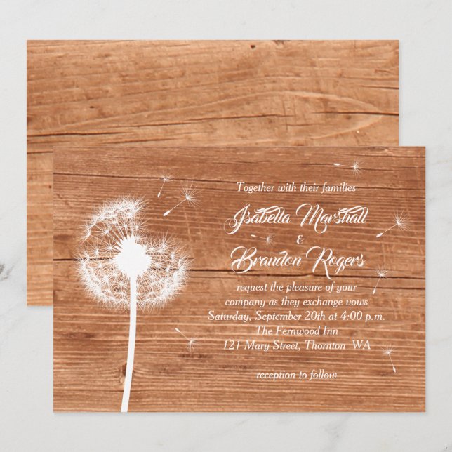 Floral & Oak Wedding Invitation (Front/Back)