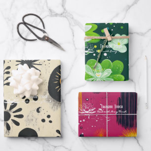 Floral Oasis Design in Wellness Business Packaging Wrapping Paper Sheet