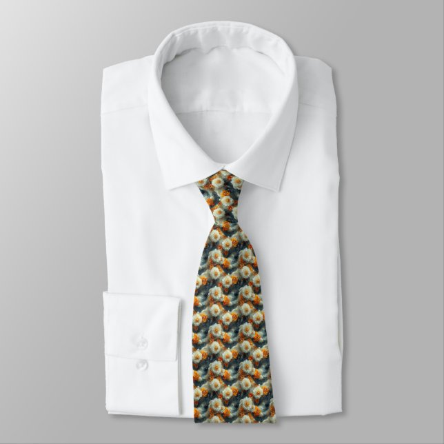 Floral Oil Painting Tie (Tied)