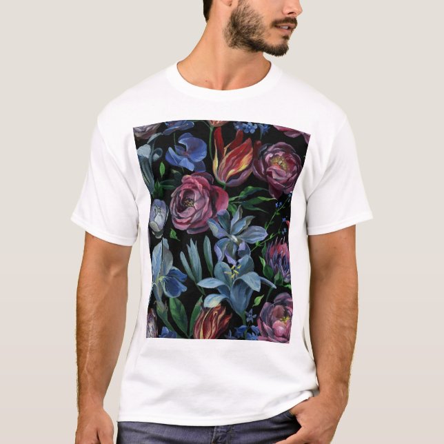 Floral Oil Pastel: Seamless Pattern T-Shirt (Front)