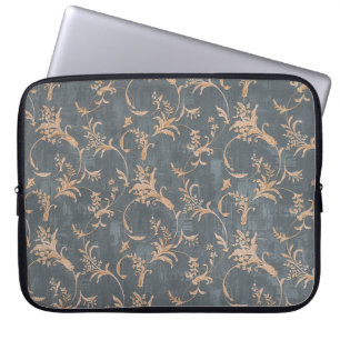 Floral old retro vintage ornament wallpaper on bac laptop sleeve
