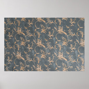 Floral old retro vintage ornament wallpaper on bac poster