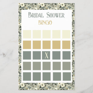 Floral Olive Blossoms Bridal Shower Bingo Flyer