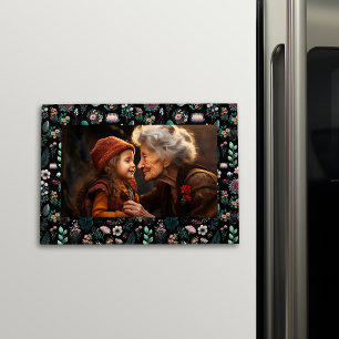 Floral on Black Magnetic Frame