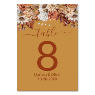 Floral on Gold Fall Table Number