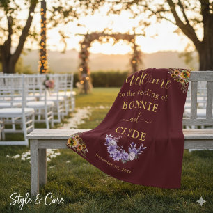 Floral on Maroon Wedding Welcome 50"x60" size Fleece Blanket