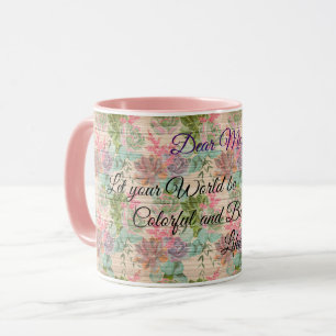 Floral on Wood Popular Customise Text Mug