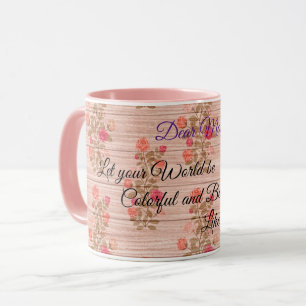 Floral on Wood Popular Customise Text Mug