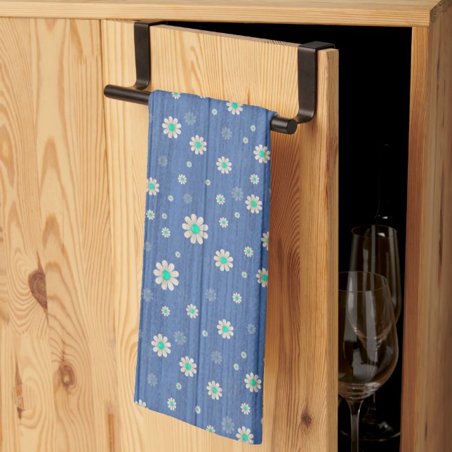 Floral on Wood Popular Gift Tea Towel (Thirds Fold)