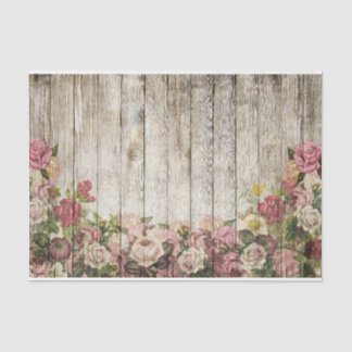 Floral on Wooden Fence Tissue Paper