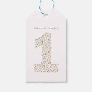 Floral One First Birthday Invite Gift Tags