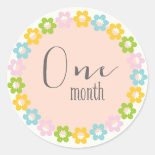 Floral One Month New Baby Sticker