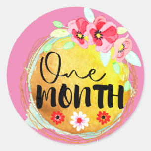 Floral One Month Old Baby Milestone Label