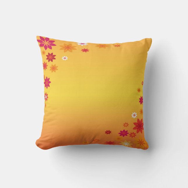 Floral Orange American Mojo Pillow (Front)