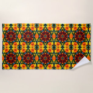 Floral Orange Beach Towel