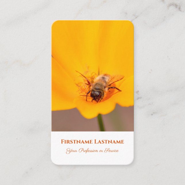 Floral orange blossom bee florist flower experts business card (Front)