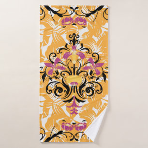 Floral Orange Design, Hollow Life Bath Towel Set