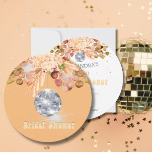 Floral Orange Disco Ball Bridal Shower Invitation