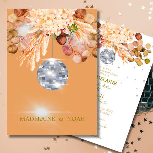 Floral Orange Disco Ball Elegant Wedding Rehearsal Invitation