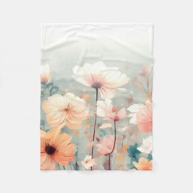 Floral Orange Flowers Design 312 Fleece Blanket (Front)