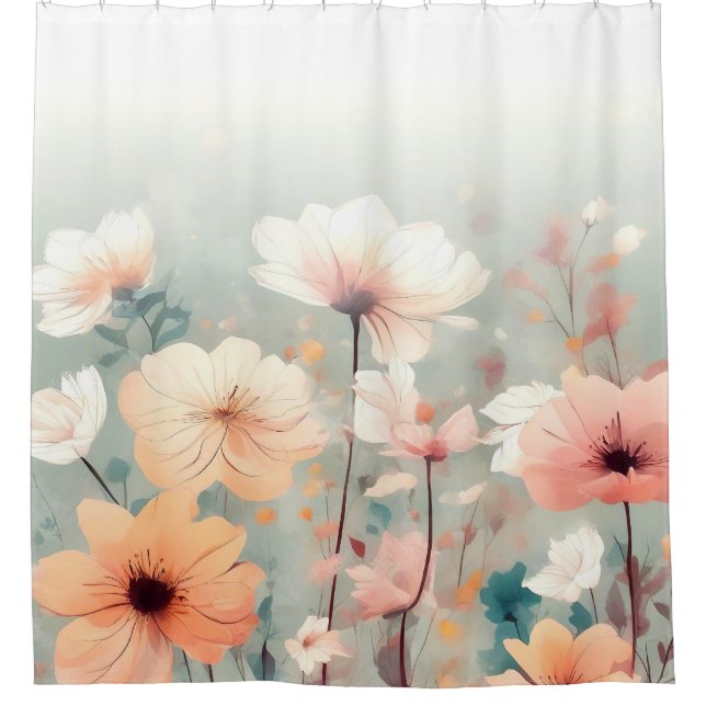 Floral Orange Flowers Design 312 Shower Curtain (Front)
