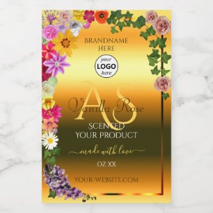 Floral Orange Gradient Product Label Monogram Logo