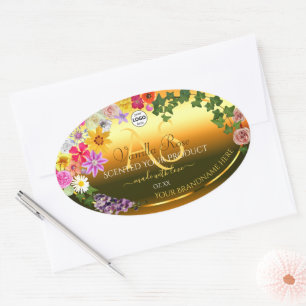 Floral Orange Gradient Product Label Monogram Logo