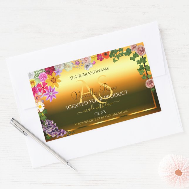 Floral Orange Gradient Product Labels and Monogram (Envelope)