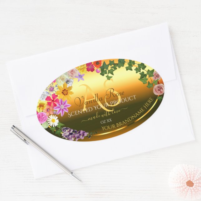 Floral Orange Gradient Product Labels and Monogram (Envelope)