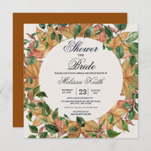 Floral Orange Greenery Watercolor Bridal Shower Invitation