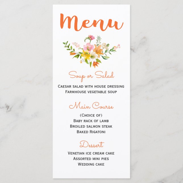 Floral Orange Menu Lily Flowers - Pink Yellow (Front)