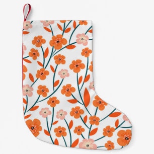 Floral Orange Pastel White Seamless Small Christmas Stocking