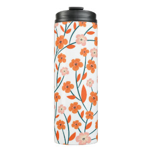 Floral Orange Pastel White Seamless Thermal Tumbler
