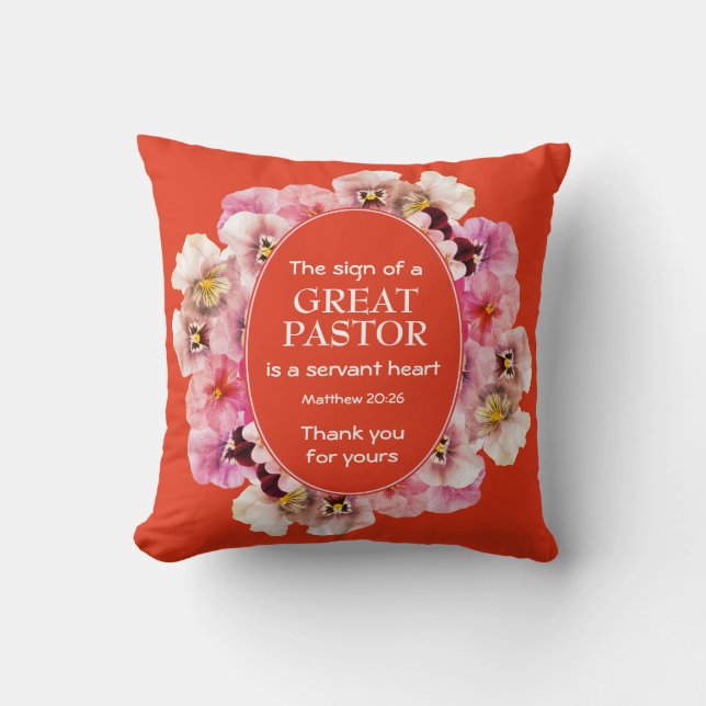 Floral Orange Pastor Appreciation  Cushion (Front)